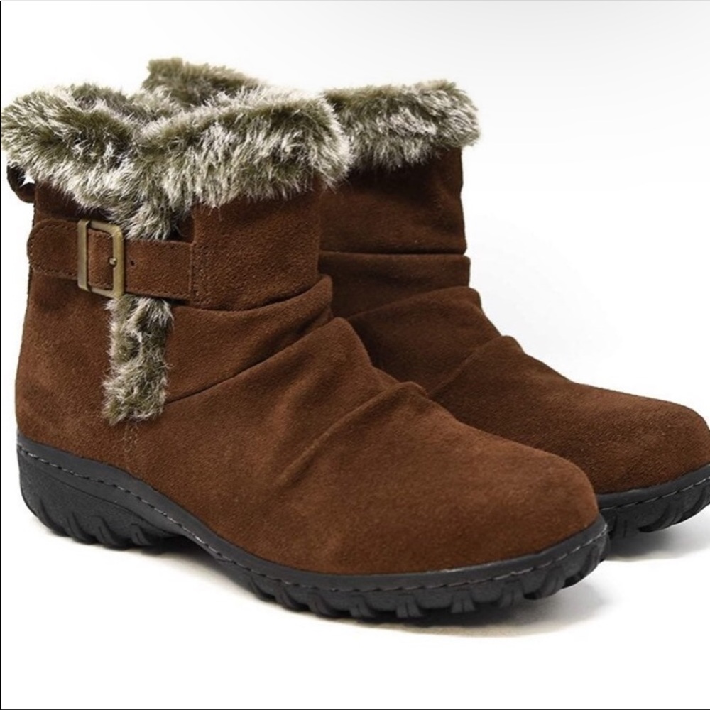 Khombu Size 7 Brown All-Weather Faux Fur Lindsey Suede Boots